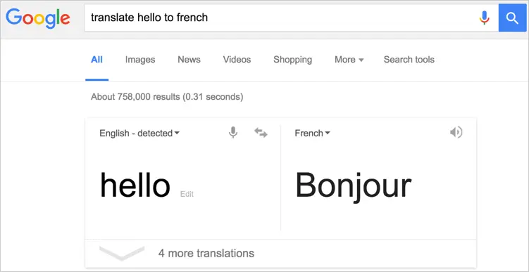 Finding Translation in Google Search