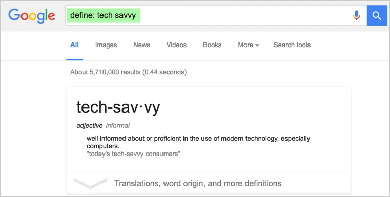 Google Search - Finding Definition of a Keyword