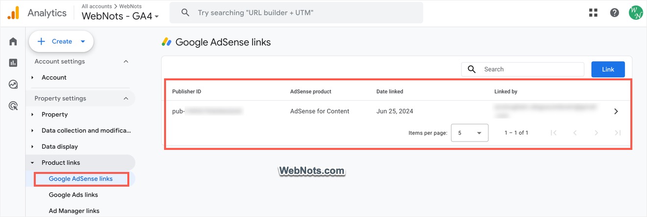 Check AdSense Account in Analytics