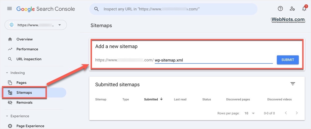  Submit Sitemap URL in GSC