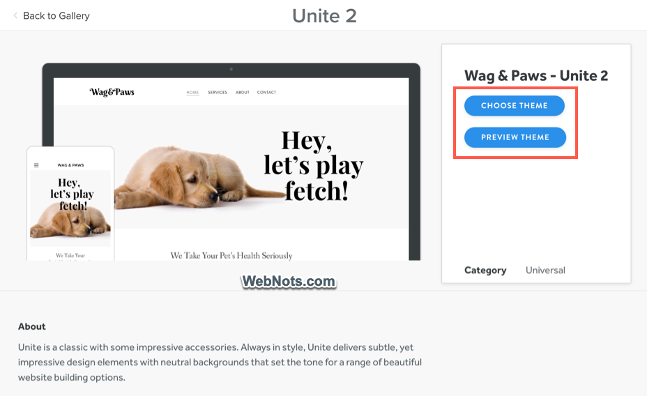 Select a Theme for Site