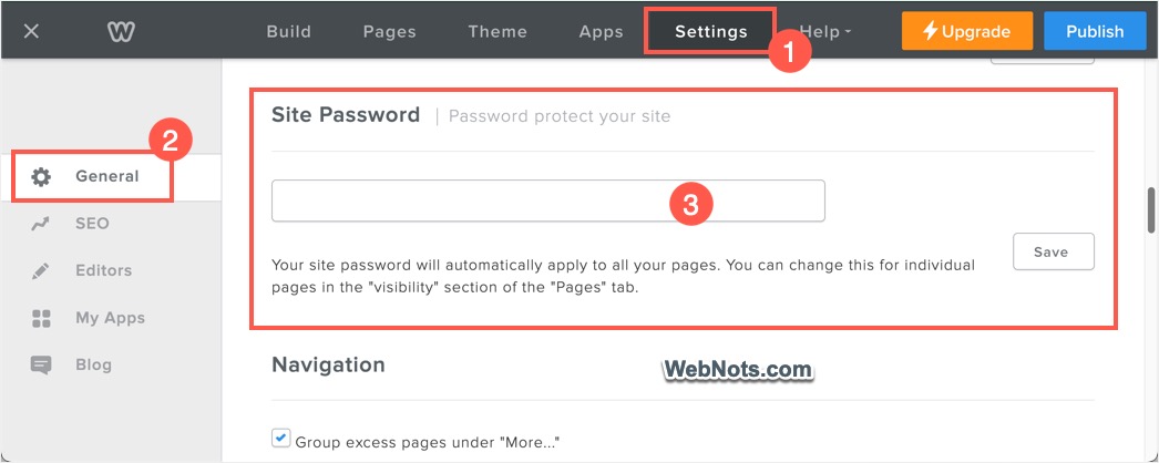Site Password in Weebly