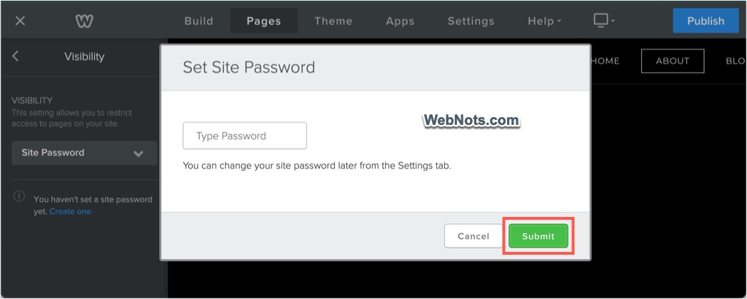 Submit Site Password