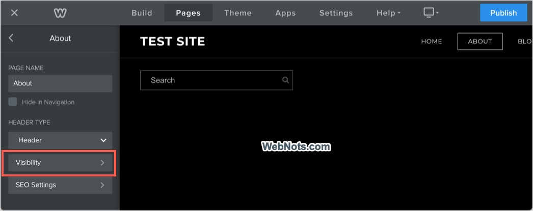 Visibility Setting for Page