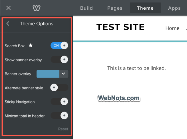 Weebly Theme Options