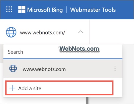 Add Site in Bing Webmaster Tools