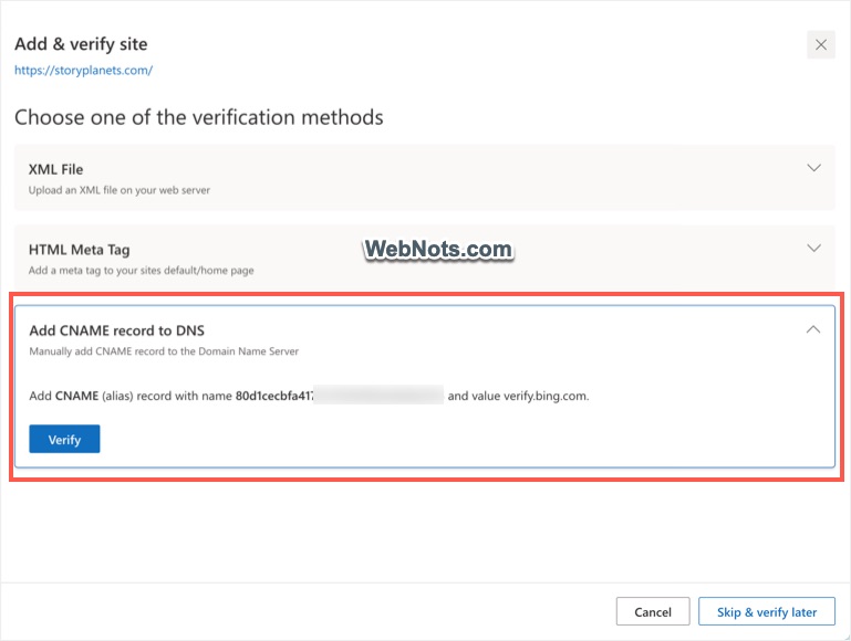CNAME Record Verification