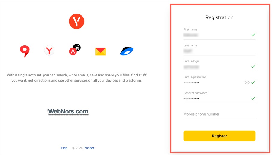 Register Yandex ID
