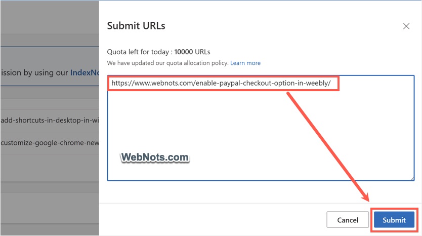 Add URLs and Submit