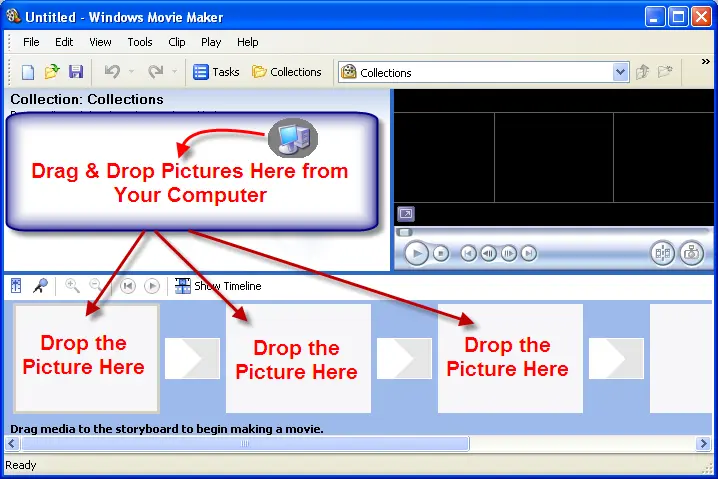 import photo to movie maker full screen