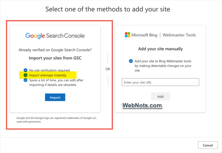Import Sitemap to Bing from Google