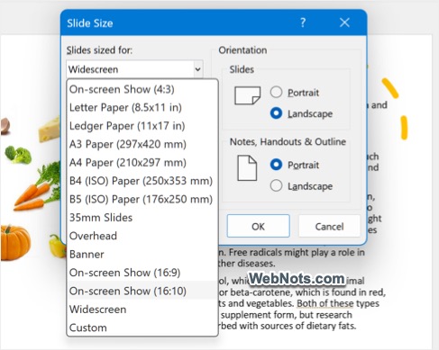Select Custom Slide Size