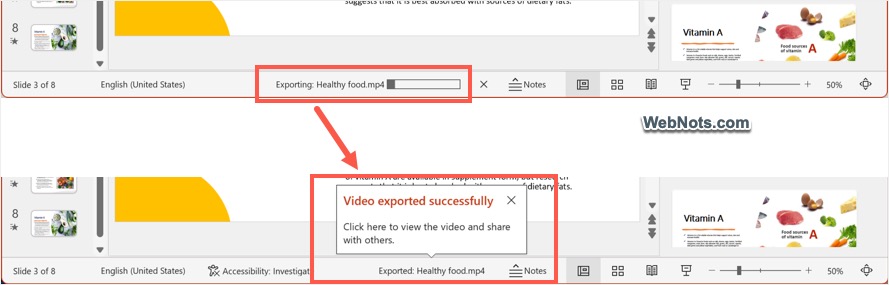 Video Exported Successfully