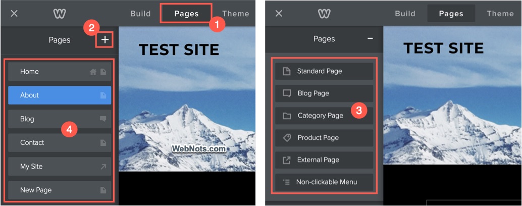 Create New Page in Weebly Site