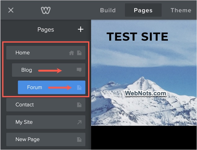 Creating Sub-Pages in Weebly