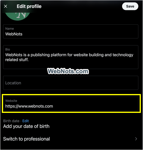Twitter Profile Settings