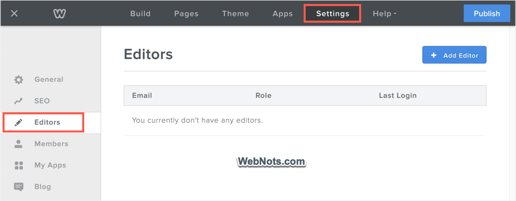 Add Editors in Weebly
