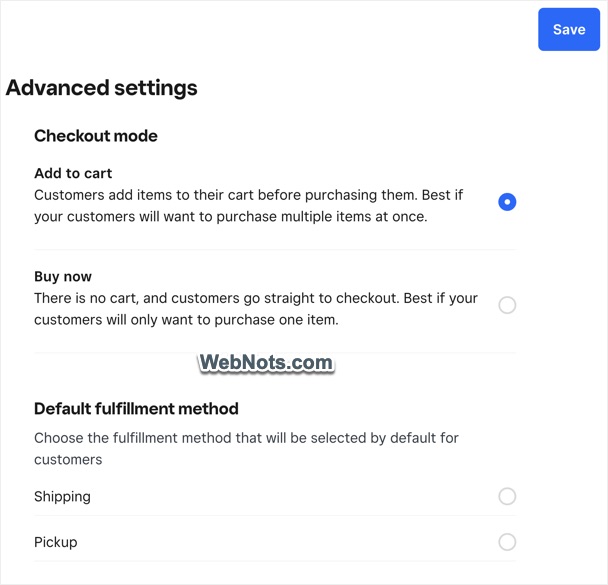 Checkout Mode and Fulfillment