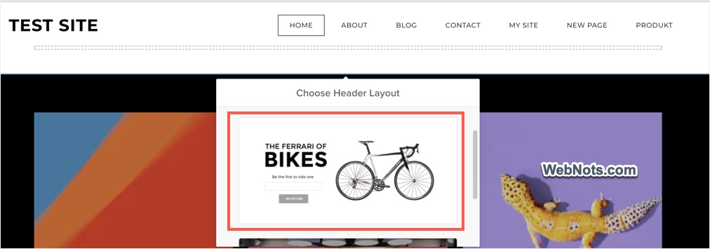 Choose Header Layout