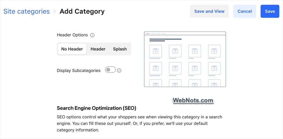 Select Category Layout and Save