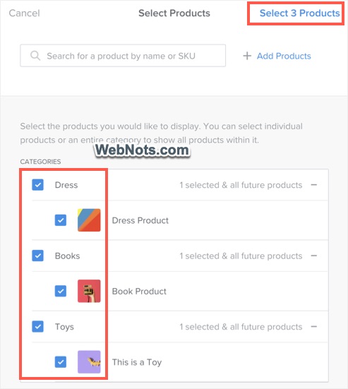 Select Products from List