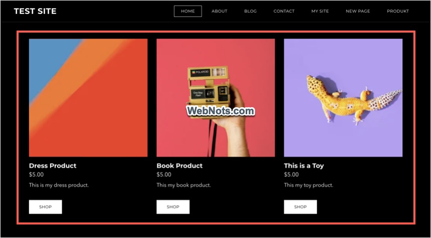 Weebly Products Element Layout