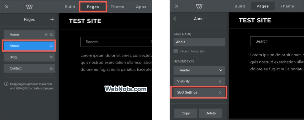 Page Level SEO Settings in Weebly