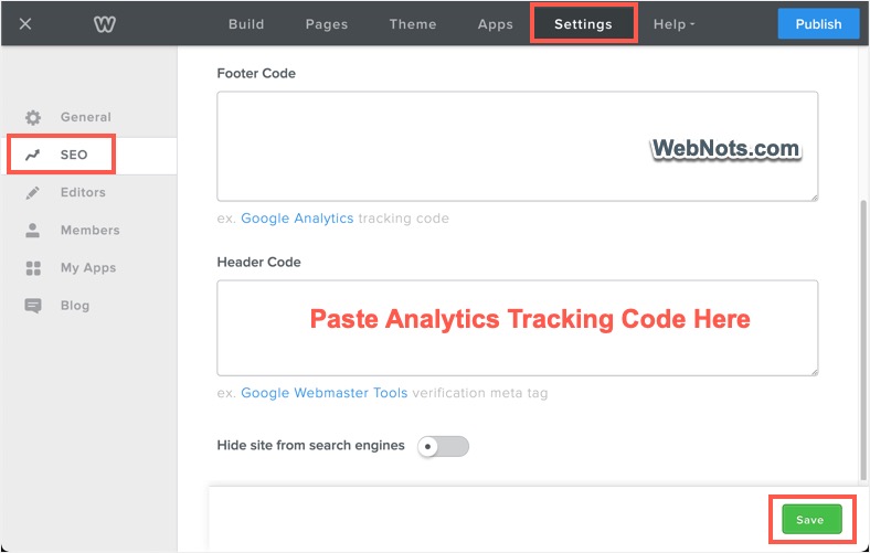Paste Google Analytics Code Weebly Header Code Section