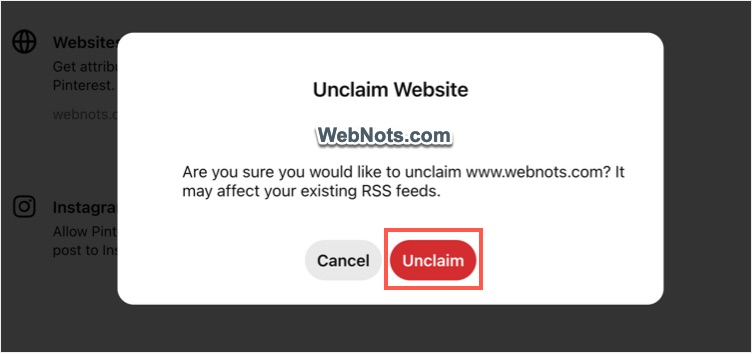 Confirm Unclaiming Site