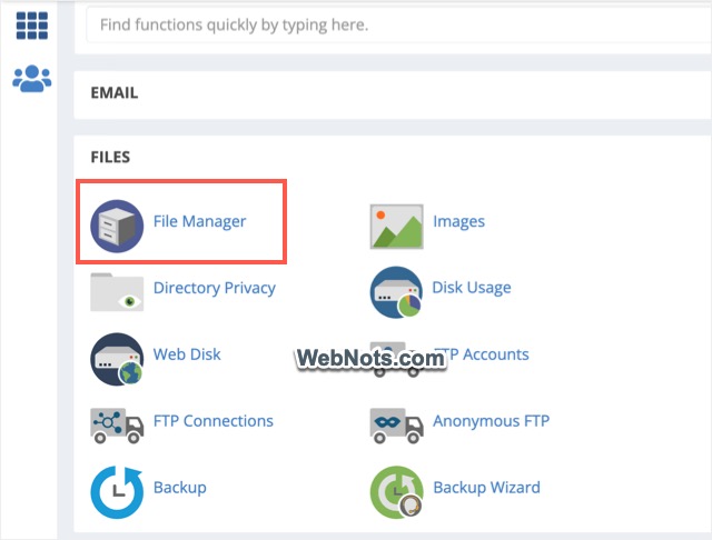 File Manager in cPanel