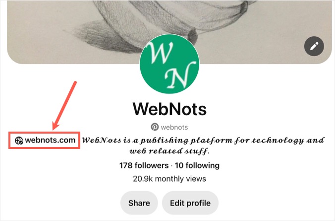 Profile Shows Verified Site Address
