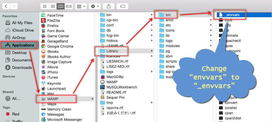 Cambie el nombre del archivo MAMP a OS X Yosemite