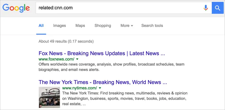 Using Releated Search Operator in Google