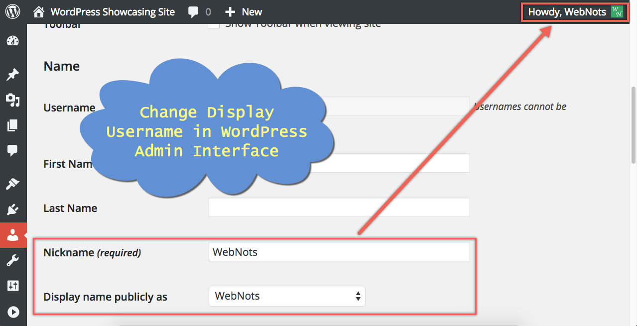 Change Display Name in WordPress Admin Interface