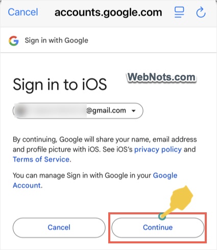 Confirm Sign in to iOS