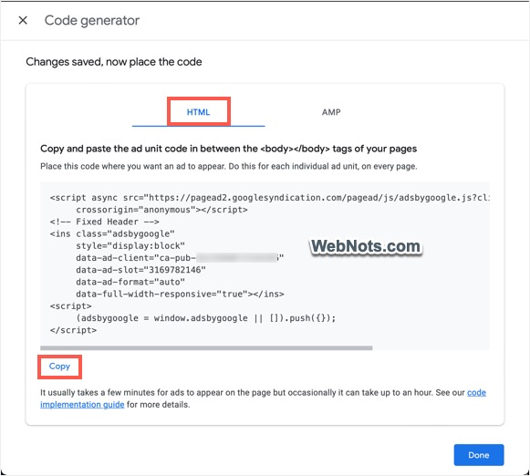Copy Ad Code