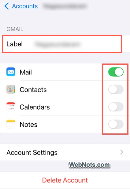 Enter Account Label