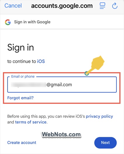 Enter Gmail Address