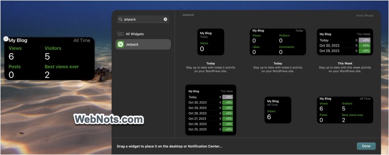 Using iPhone Jetpack Widget on Mac