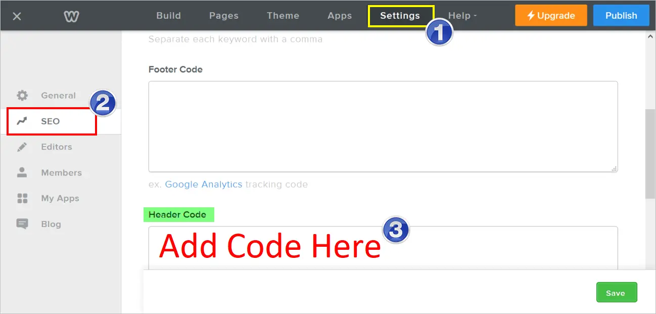 Add Header Code at Weebly Site Level