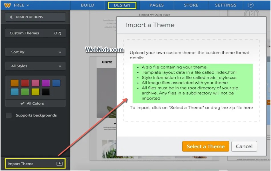 Import Weebly Theme
