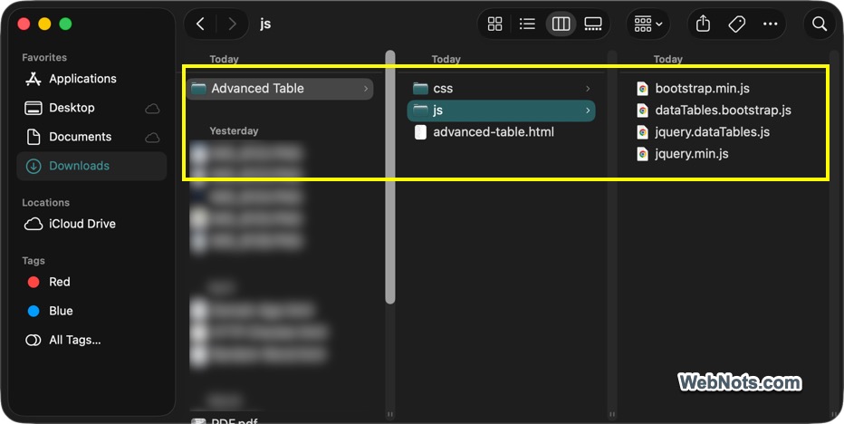 Data Table Widget Files Structure
