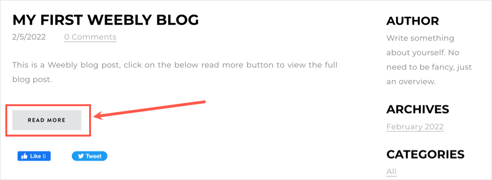 Read More Button in Blog Page