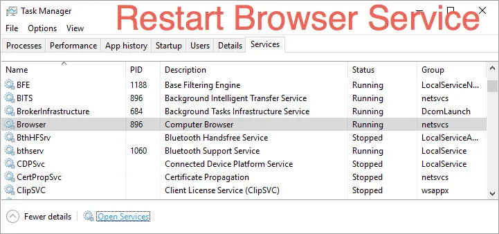 Restart Computer Browser Service