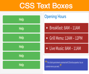 CSS Text Boxes
