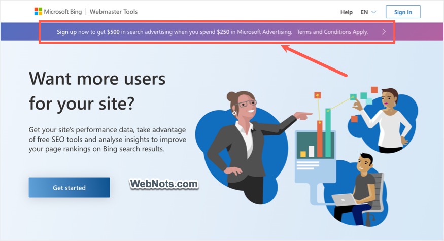 Get $500 with $250 Spend from Bing Webmaster Tools
