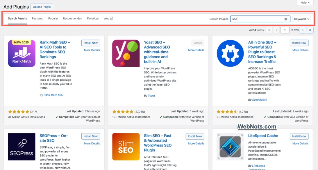 Searching Plugins in WordPress Admin Panel