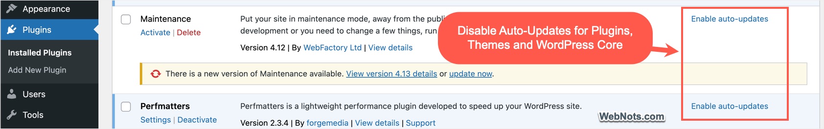 Disable Auto-Updates in WordPress