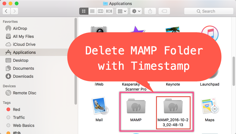 Delete MAMP Folder with Timestamp
