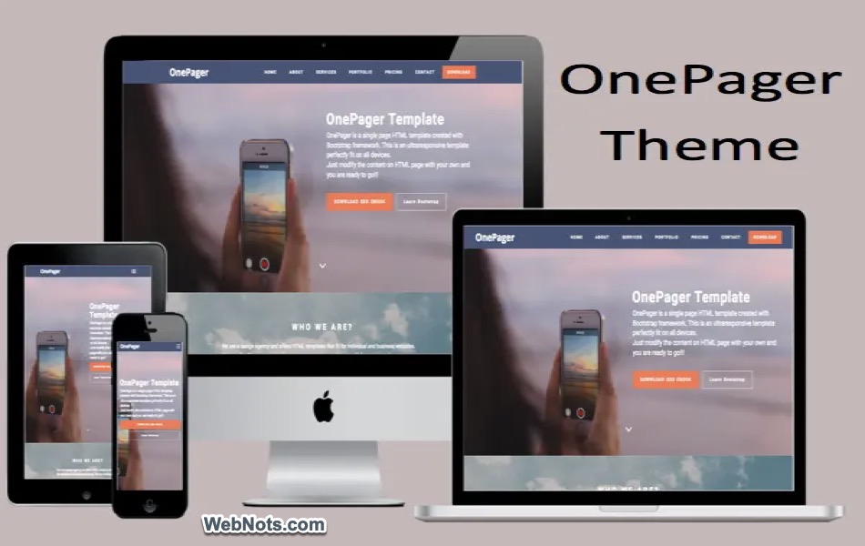 Free OnePager HTML Template with Bootstrap